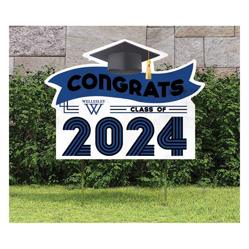 18x24 Congrats Graduation Lawn Sign Wellesley College Blue