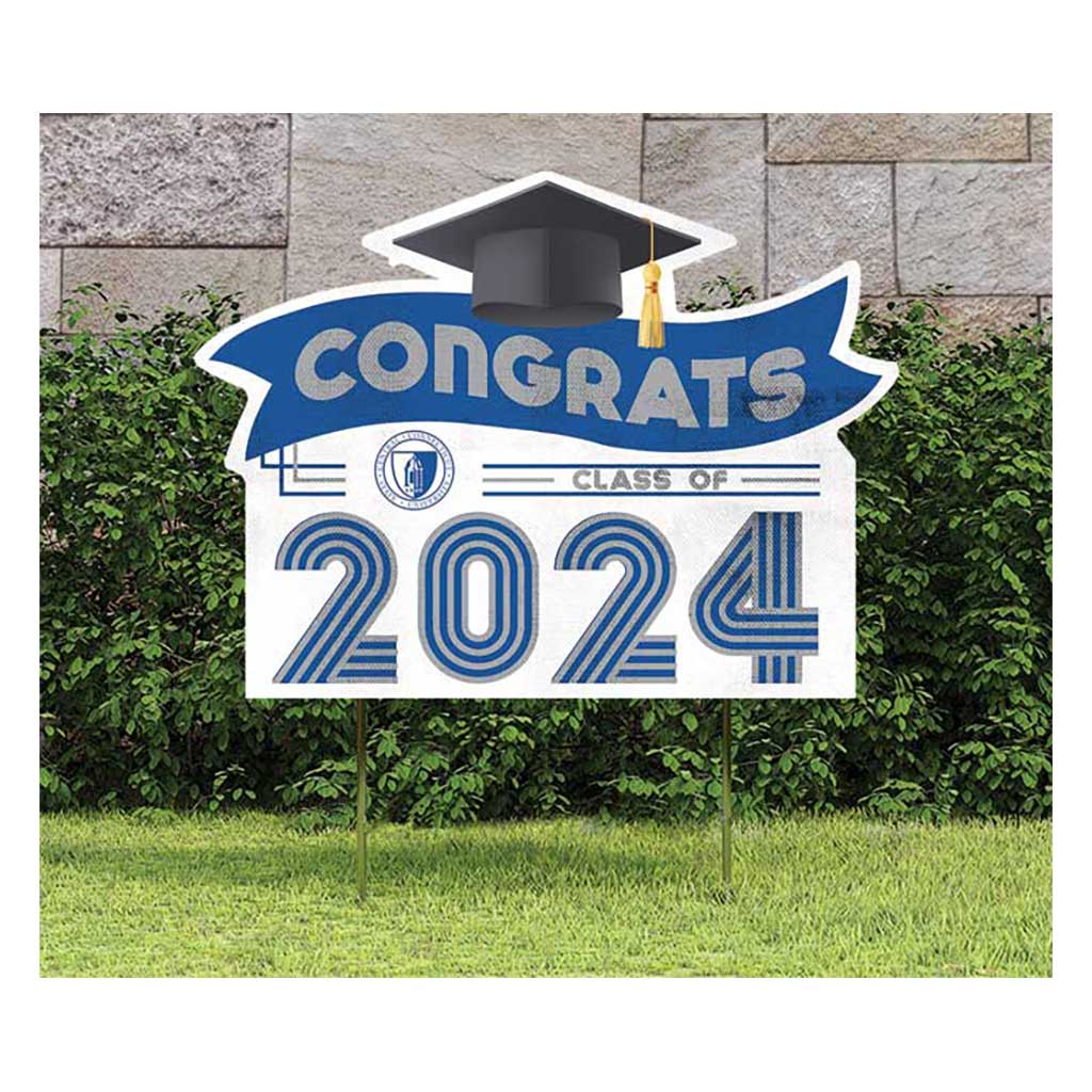 18x24 Congrats Graduation Lawn Sign Central Connecticut State Blue Devils