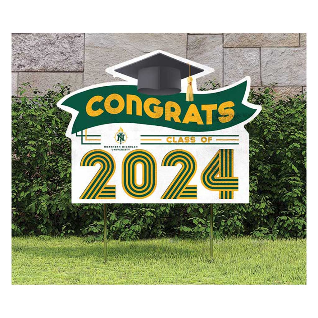 18x24 Congrats Graduation Lawn Sign Northern Michigan University Wildcats