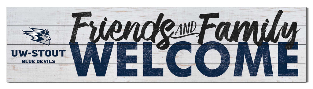 40x10 Sign Friends Family Welcome University of Wisconsin Stout Blue Devils