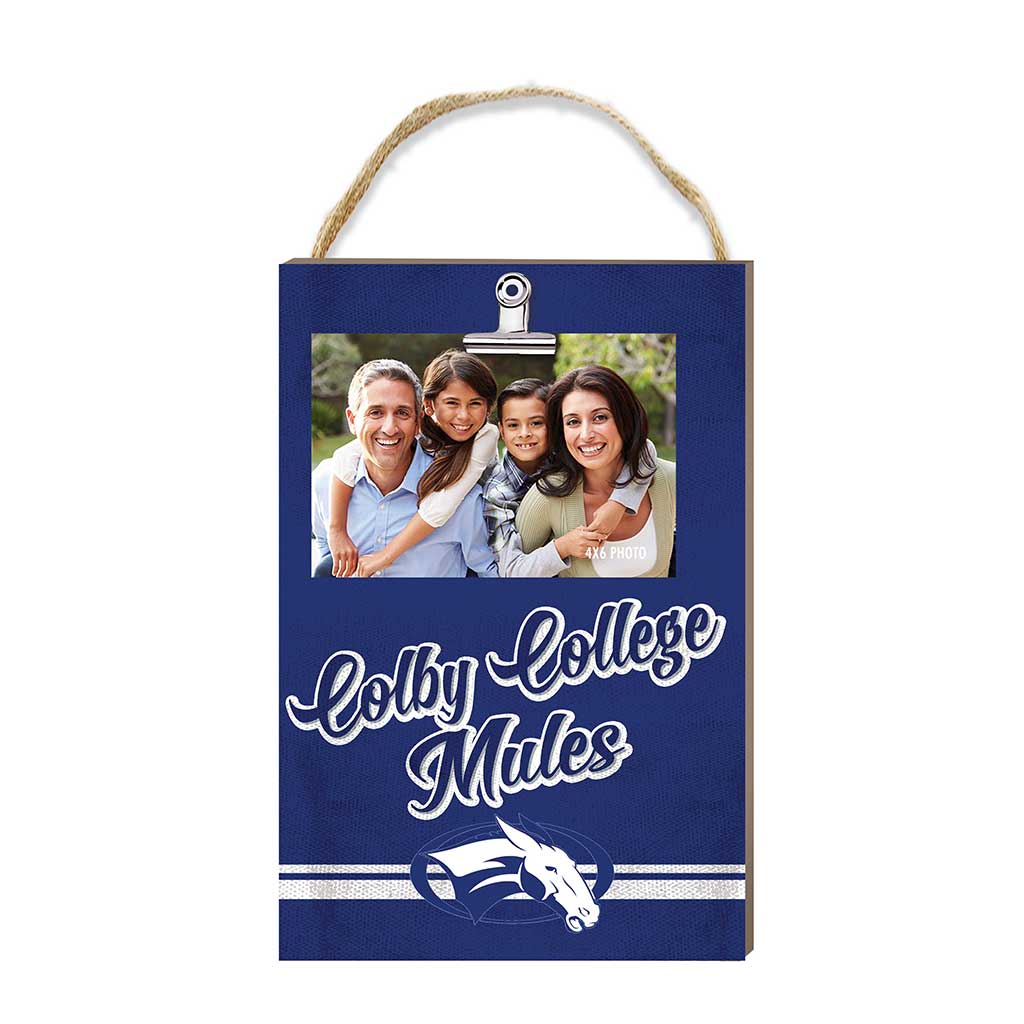 Hanging Clip-It Photo Colored Logo Colby College White Mules