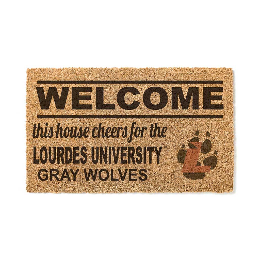 Team Coir Doormat Welcome Lourdes University Gray Wolves