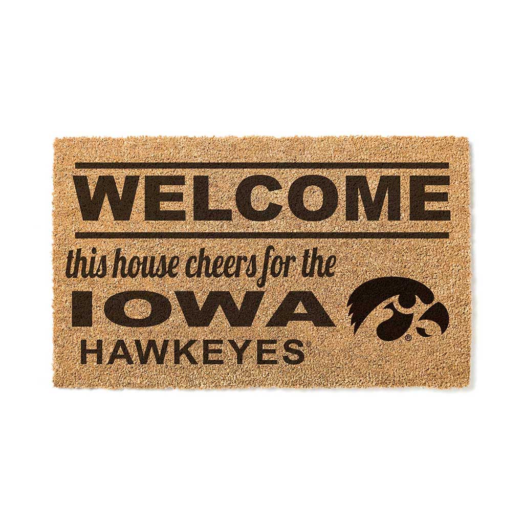 Team Coir Doormat Welcome Iowa Hawkeyes