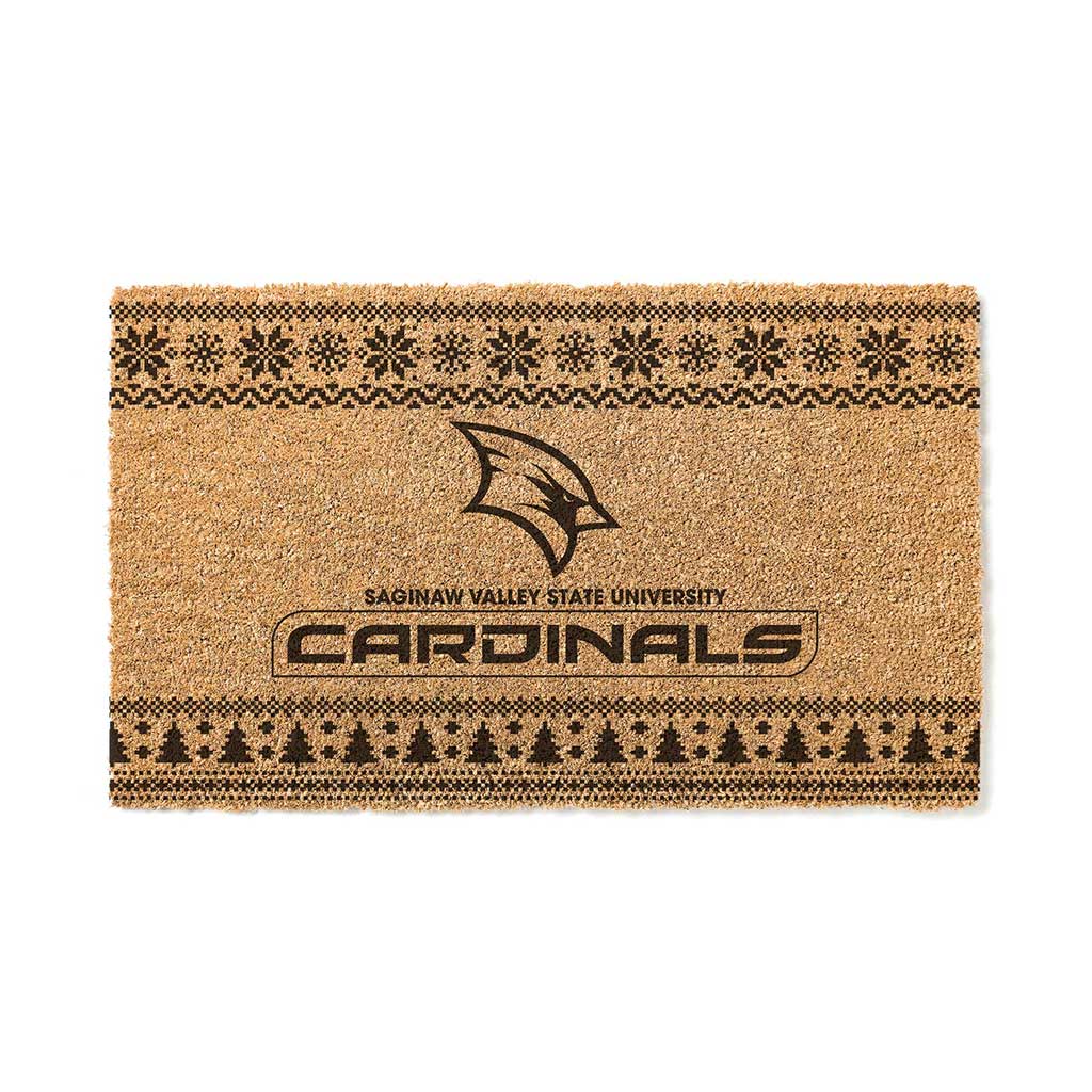 Team Coir Doormat Holiday Logo Saginaw Valley State University Cardinals