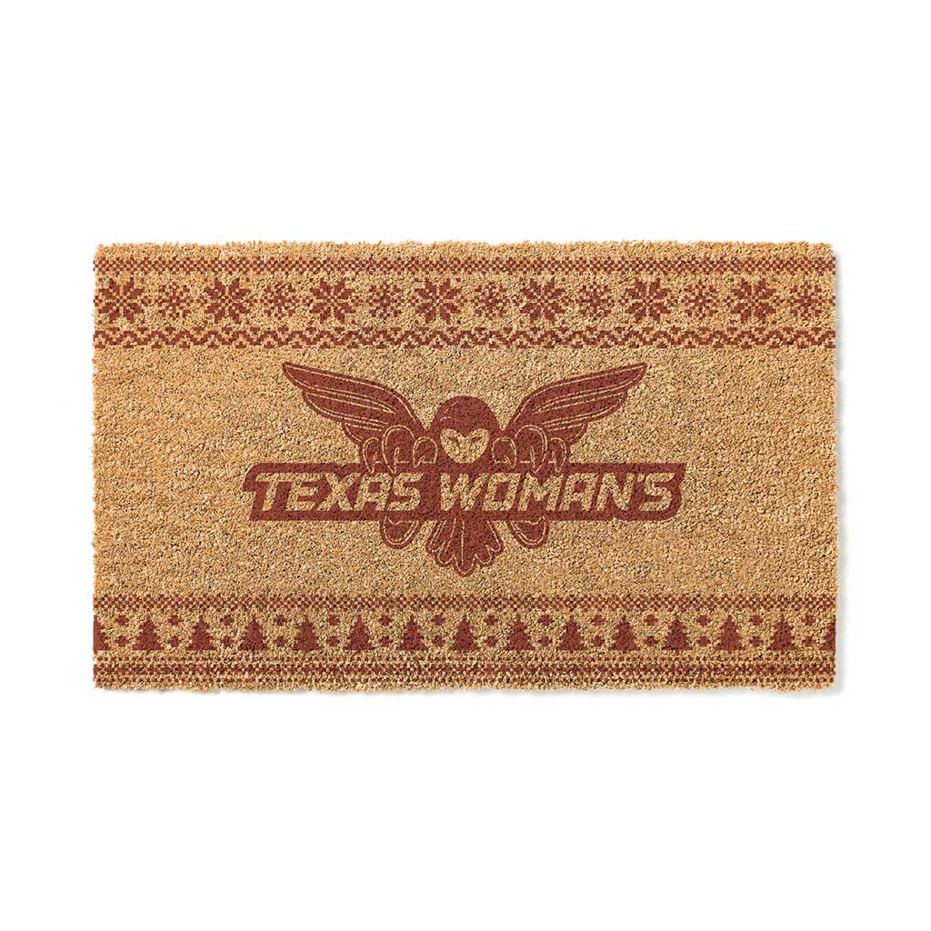 Team Coir Doormat Holiday Logo Texas Women's University Pioneers