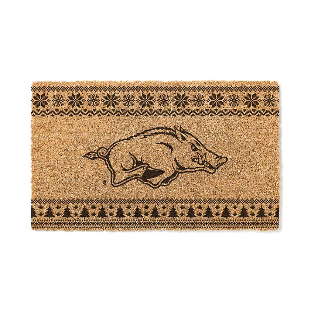 Team Coir Doormat Holiday Logo Arkansas Razorbacks