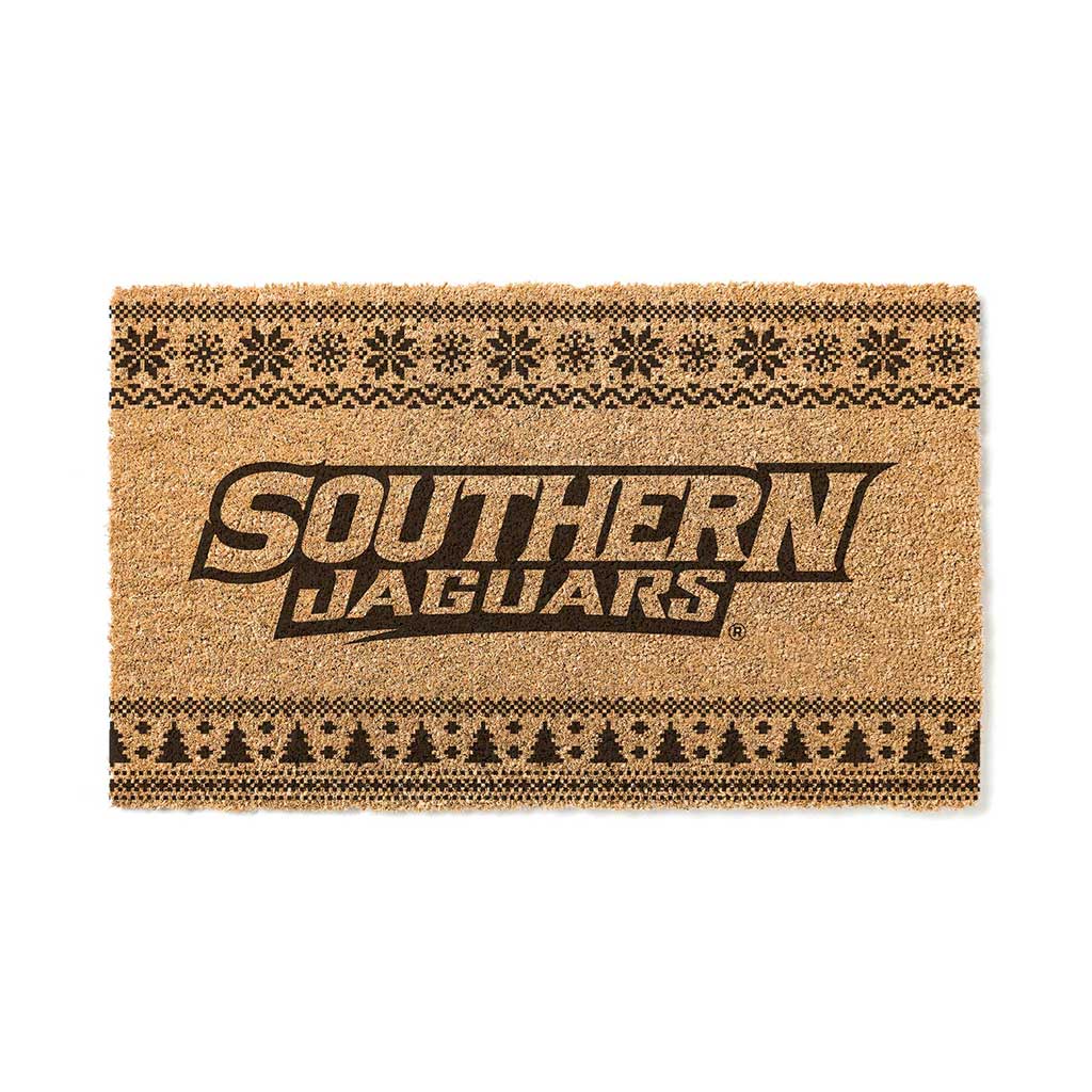 Team Coir Doormat Holiday Logo Southern University Jaguars