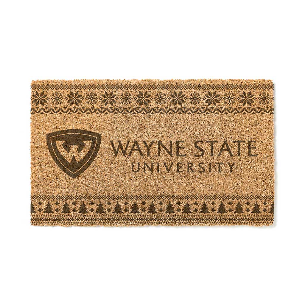 Team Coir Doormat Holiday Logo Wayne State University Warriors