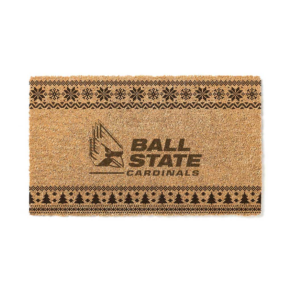 Team Coir Doormat Holiday Logo Ball State Cardinals