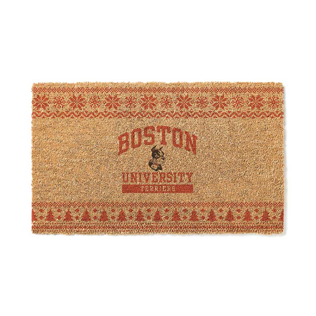 Team Coir Doormat Holiday Logo Boston University Terriers