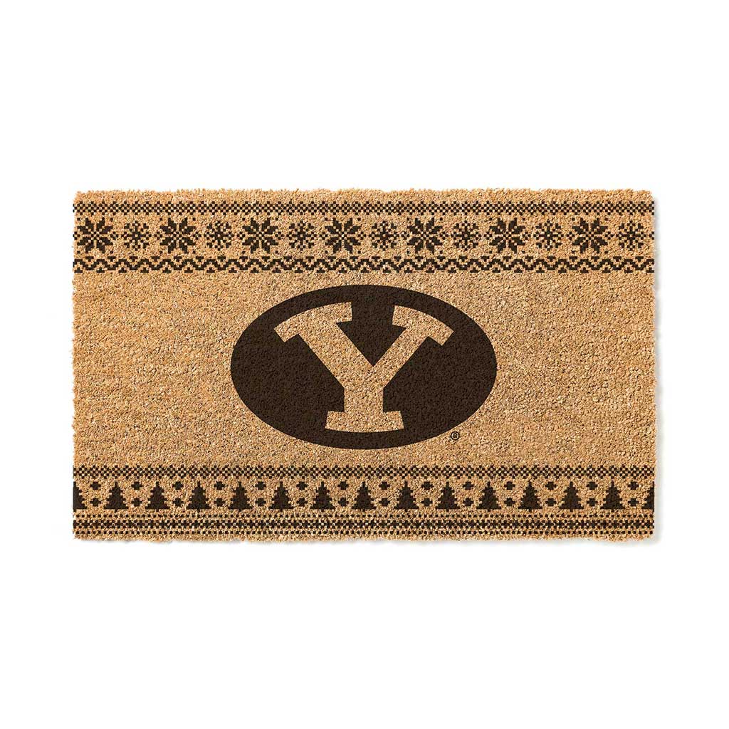 Team Coir Doormat Holiday Logo Brigham Young Cougars