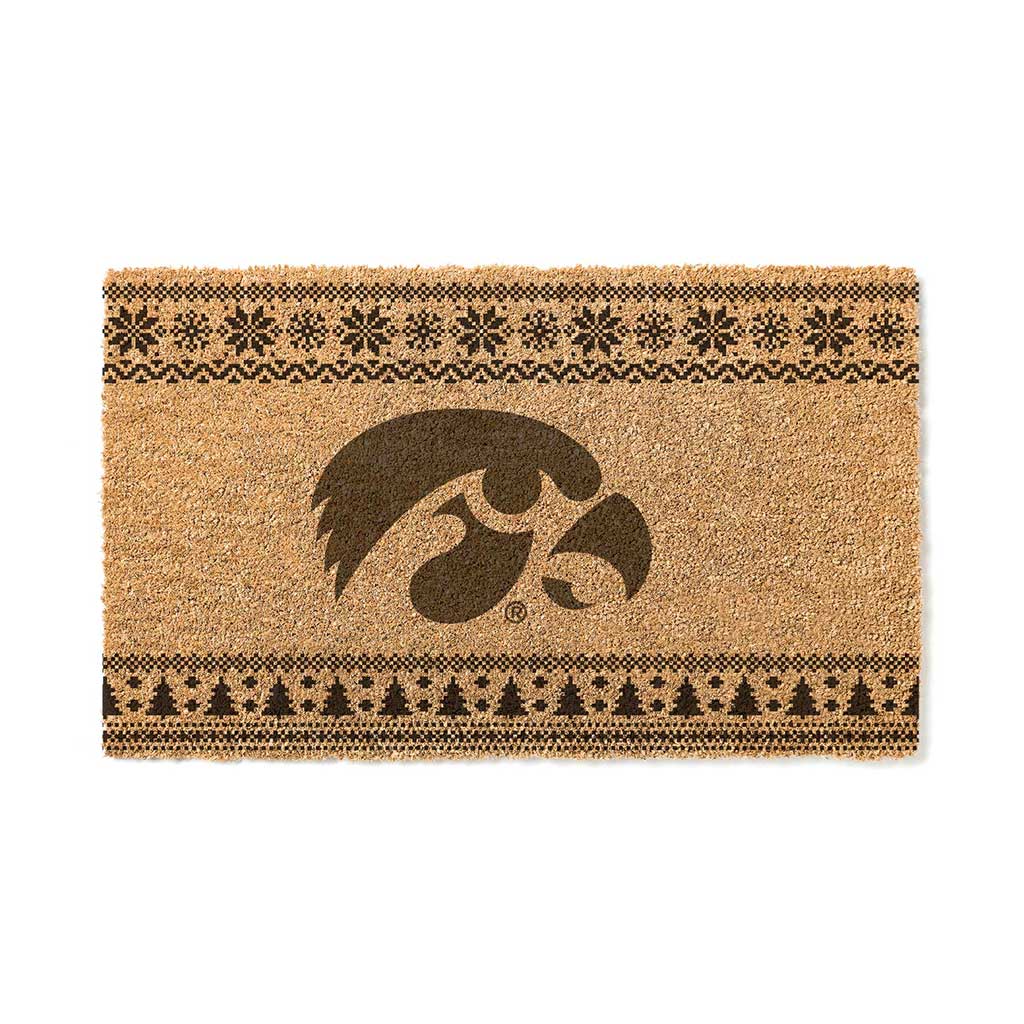 Team Coir Doormat Holiday Logo Iowa Hawkeyes