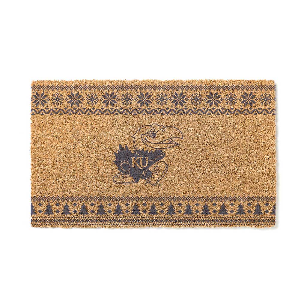 Team Coir Doormat Holiday Logo Kansas Jayhawks