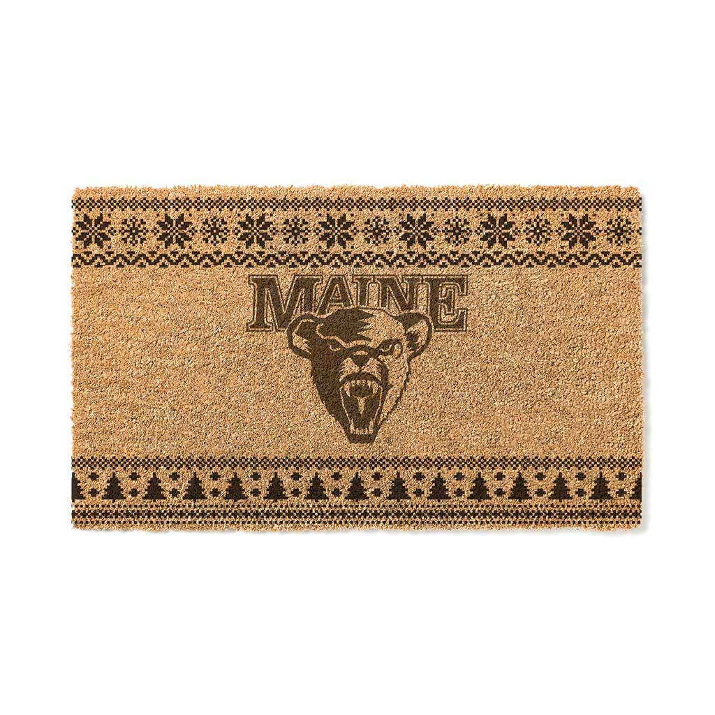 Team Coir Doormat Holiday Logo University of Maine Black Bears