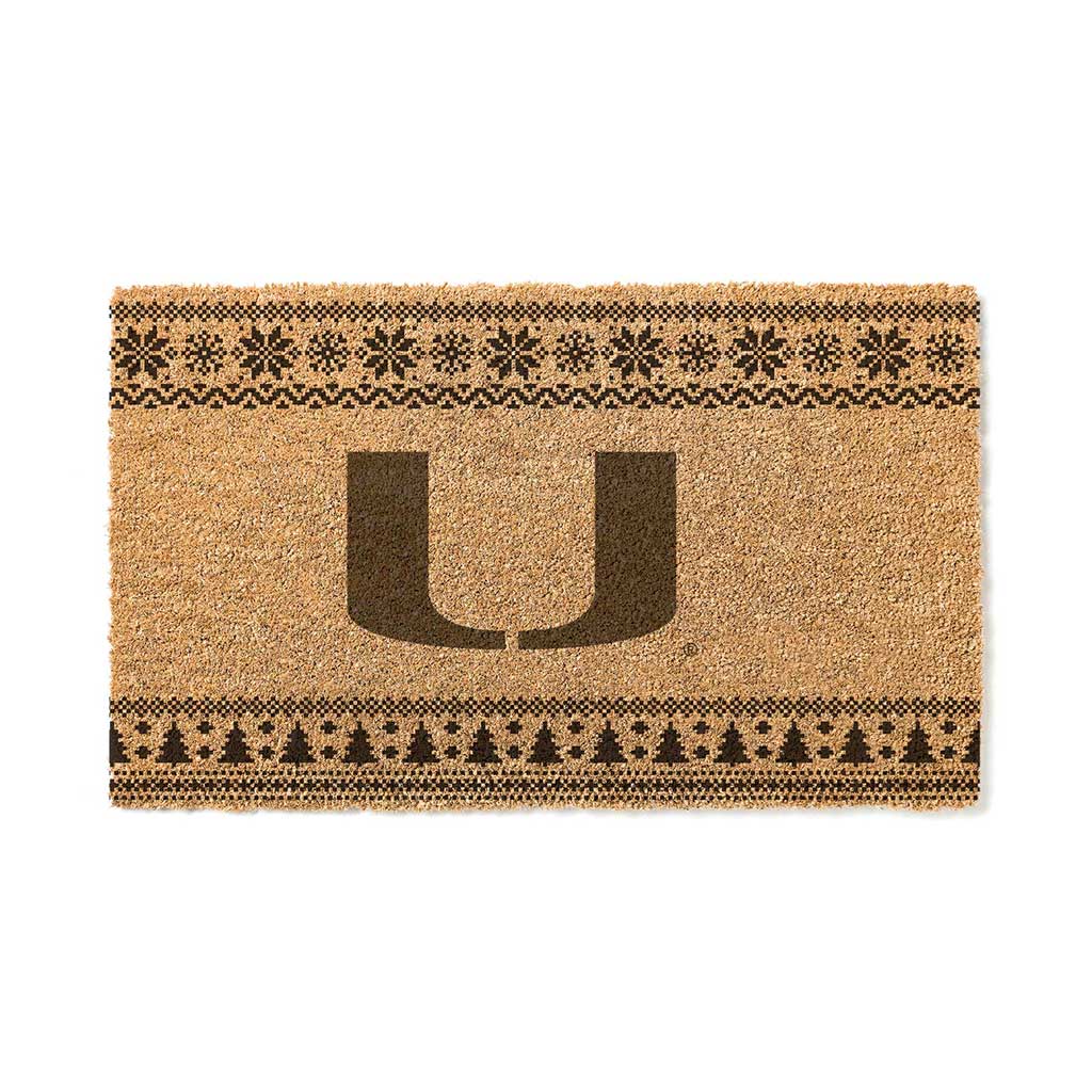 Team Coir Doormat Holiday Logo Miami Hurricanes