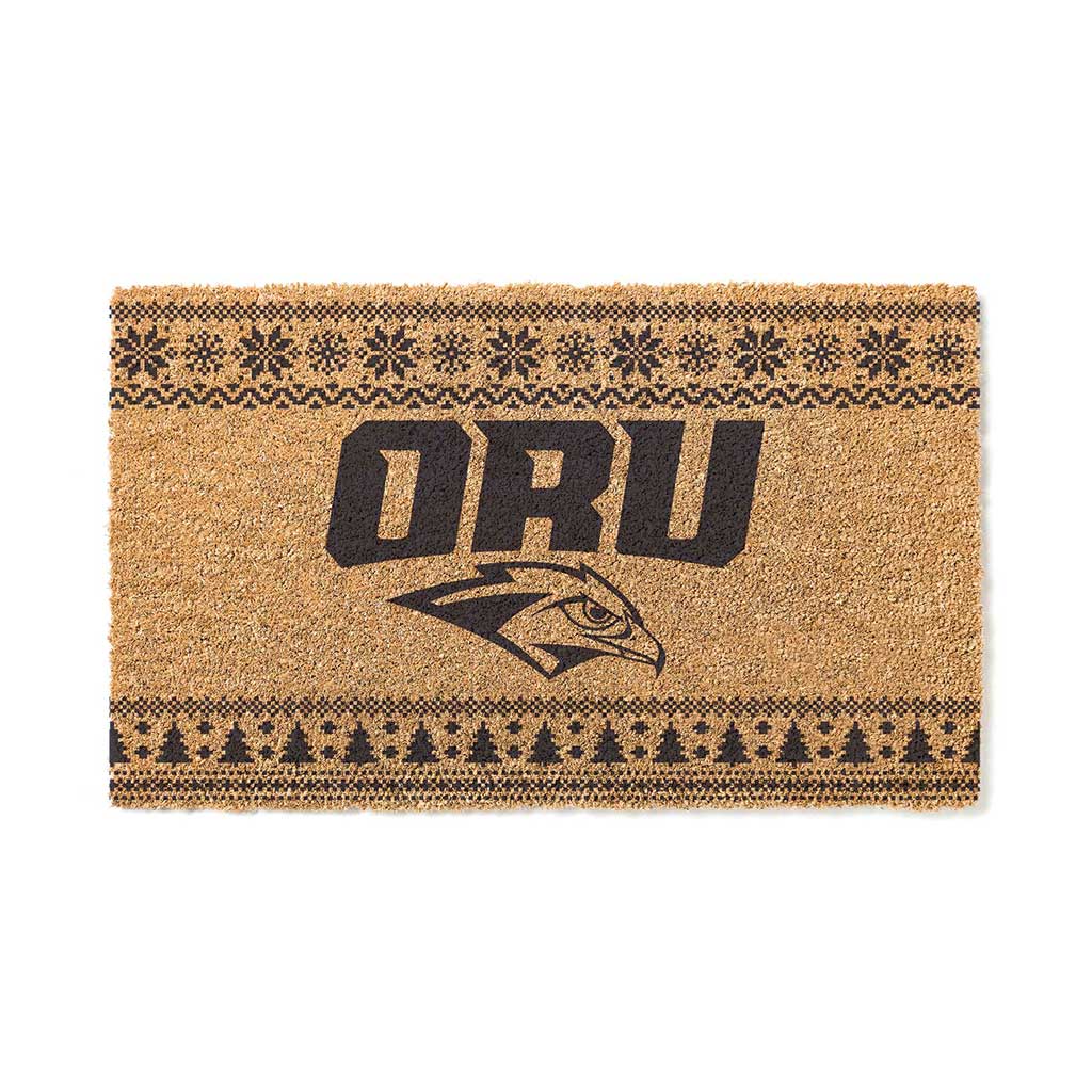 Team Coir Doormat Holiday Logo Oral Roberts Golden Eagles