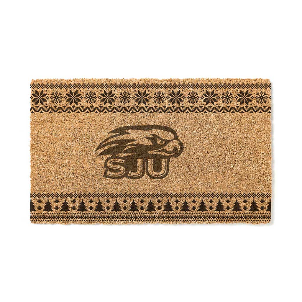 Team Coir Doormat Holiday Logo Saint Joseph's University Hawks