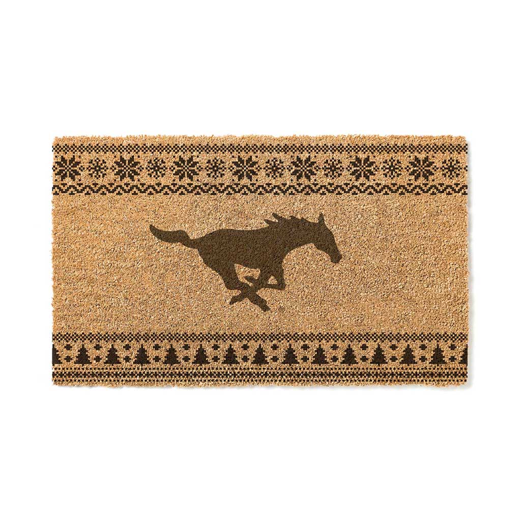 Team Coir Doormat Holiday Logo Southern Methodist Mustangs