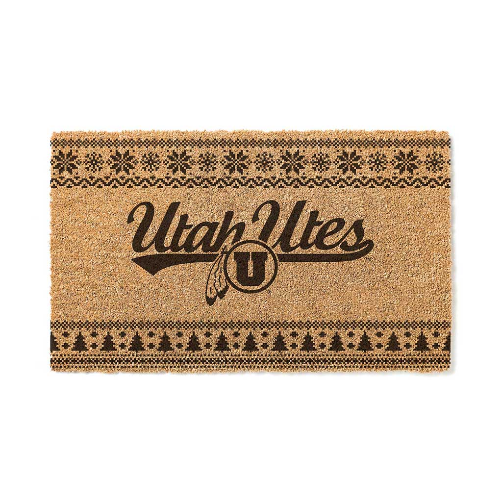 Team Coir Doormat Holiday Logo Utah Running Utes