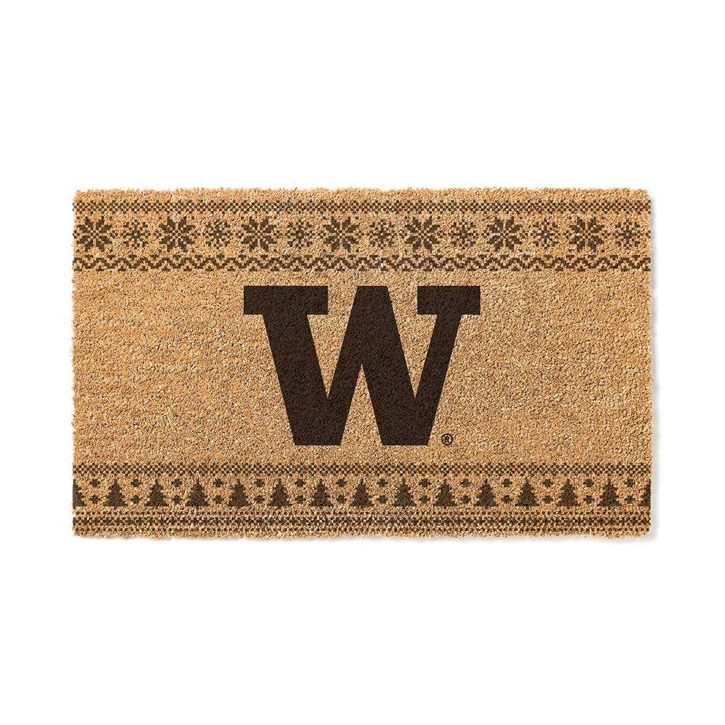 Team Coir Doormat Holiday Logo Washington Huskies