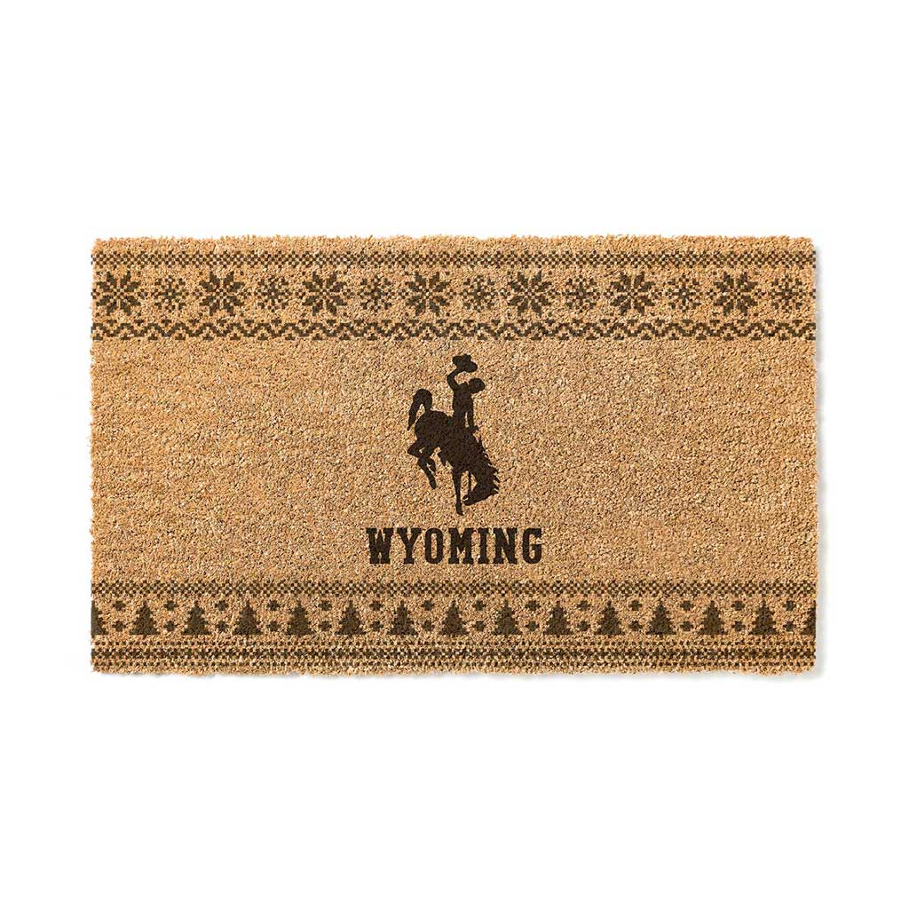 Team Coir Doormat Holiday Logo Wyoming Cowboys