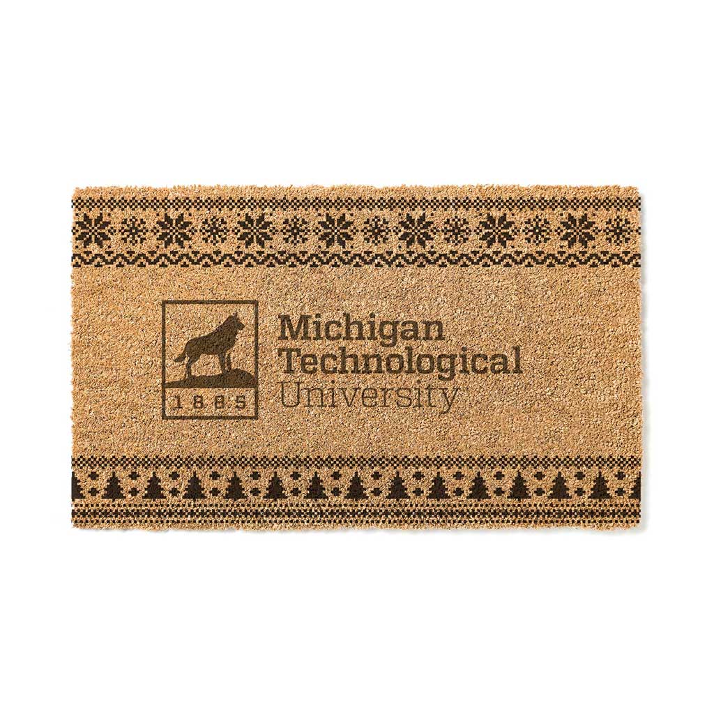 Team Coir Doormat Holiday Logo Michigan Tech University Huskies