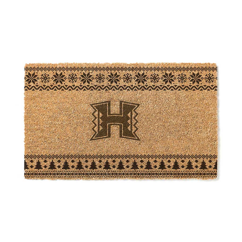 Team Coir Doormat Holiday Logo Hawaii Warriors