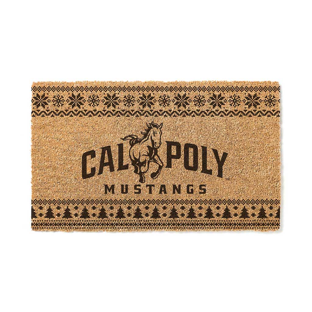 Team Coir Doormat Holiday Logo California Polytechnic State Mustangs