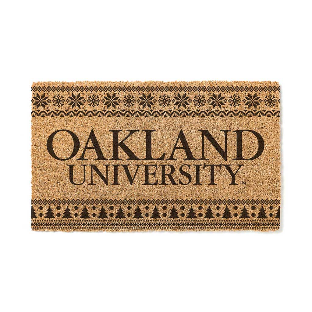 Team Coir Doormat Holiday Logo Oakland University Golden Grizzlies