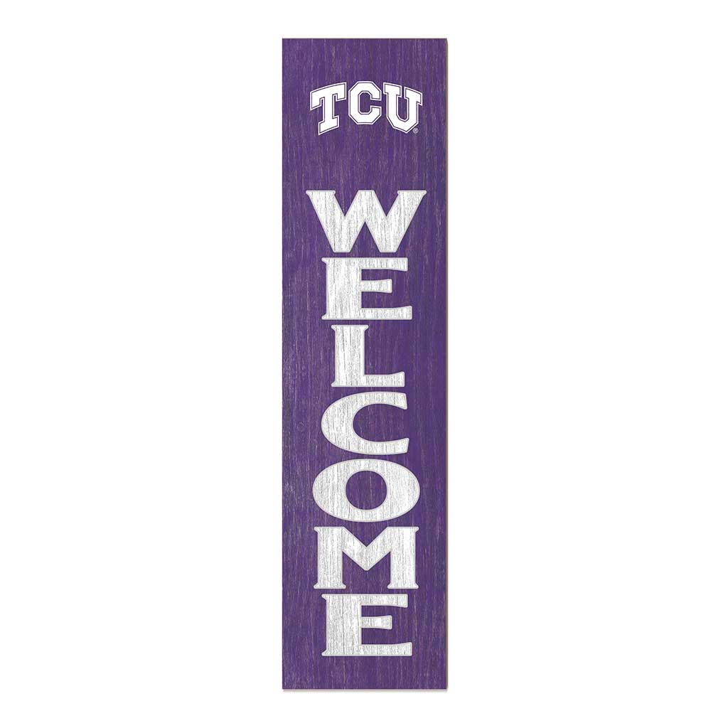 11x46 Leaning Sign Welcome Texas Christian Horned Frogs