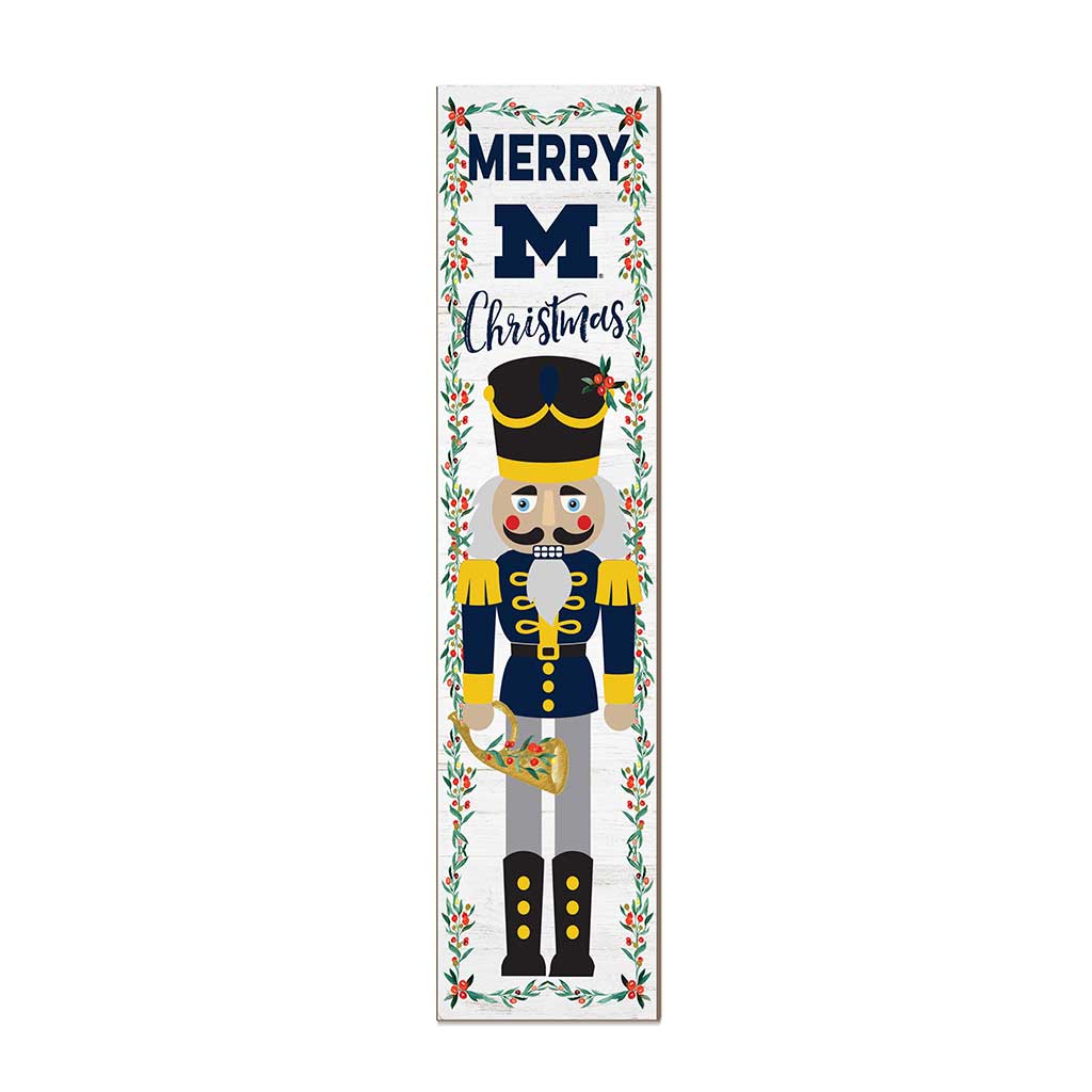 11x46 Leaning Sign Nutcracker Michigan Wolverines