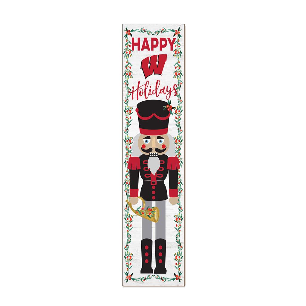 11x46 Leaning Sign Nutcracker Wisconsin Badgers