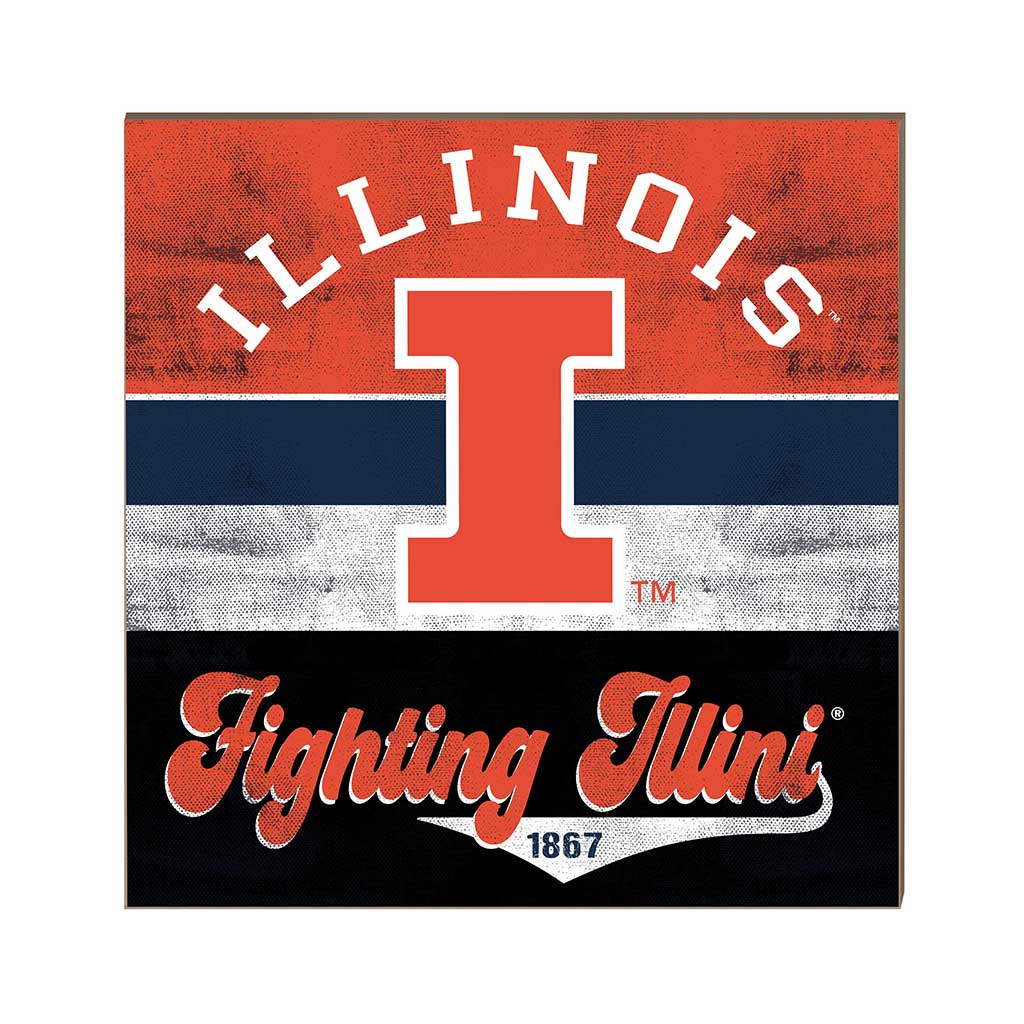 Illinois Fighting Illini 10'' x 10'' Retro Team Sign