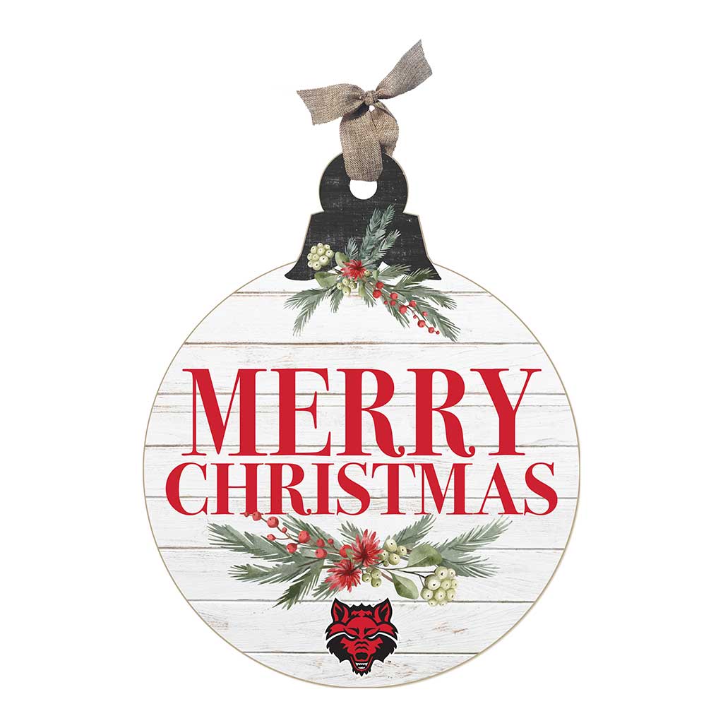 20 Inch Merry Christmas Ornament Sign Arkansas State Red Wolves
