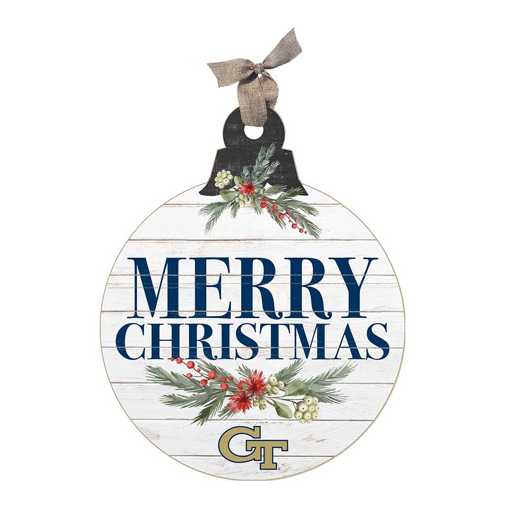 20 Inch Merry Christmas Ornament Sign Georgia Tech Yellow Jackets