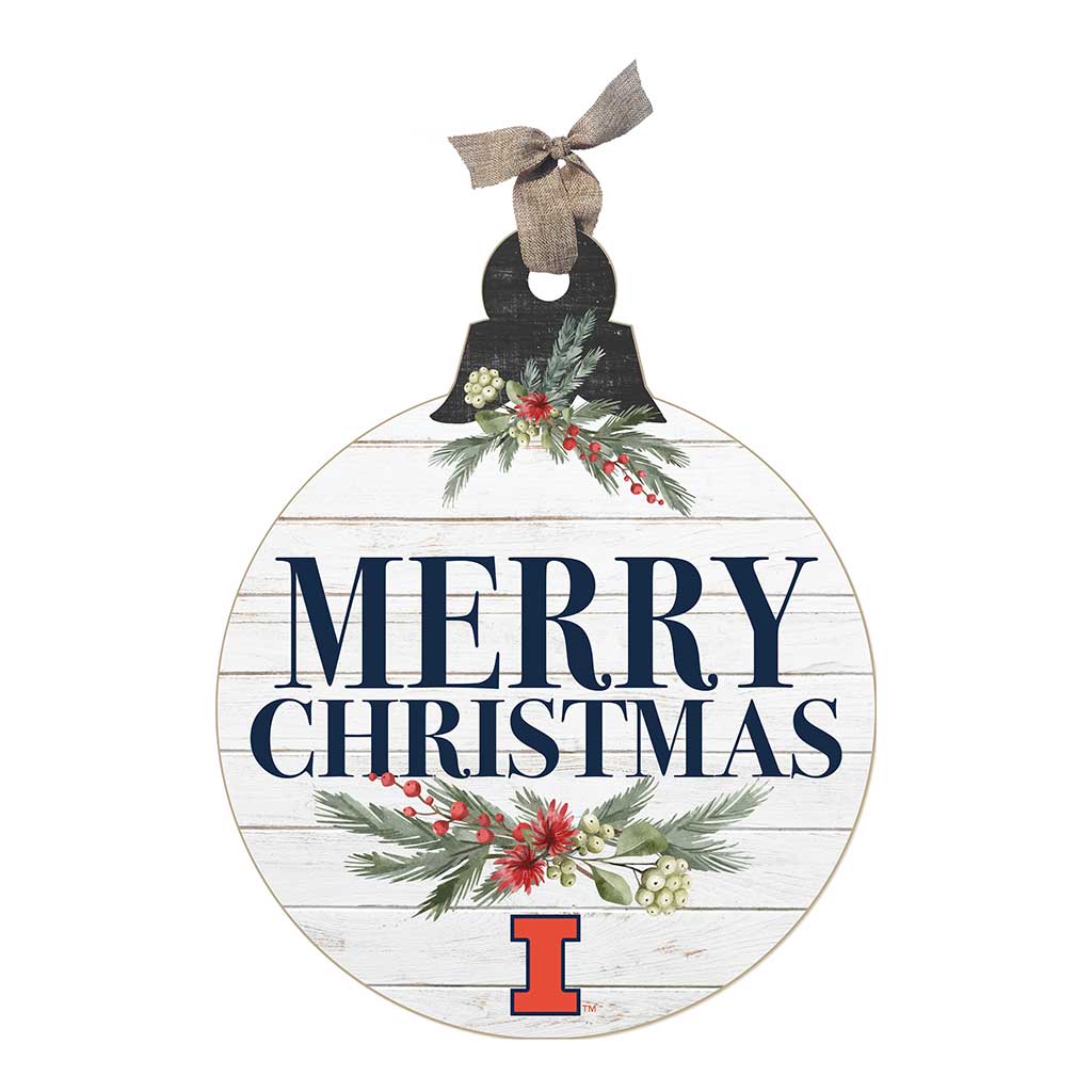20 Inch Merry Christmas Ornament Sign Illinois Fighting Illini