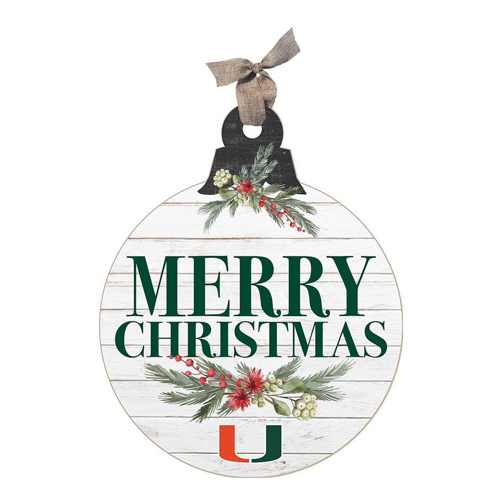 20 Inch Merry Christmas Ornament Sign Miami Hurricanes