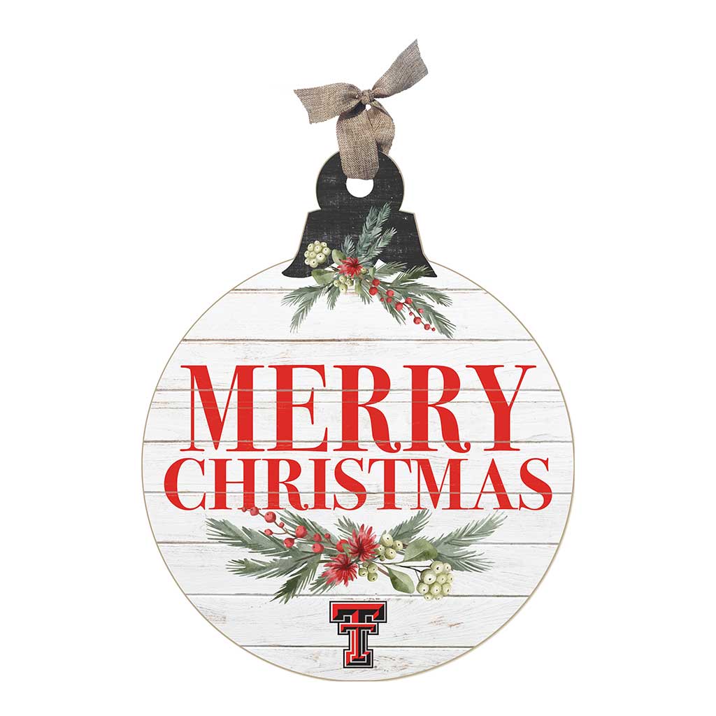 20 Inch Merry Christmas Ornament Sign Texas Tech Red Raiders