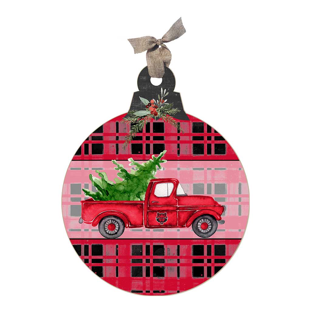 10 Inch Christmas Truck Ornament Sign Arkansas State Red Wolves