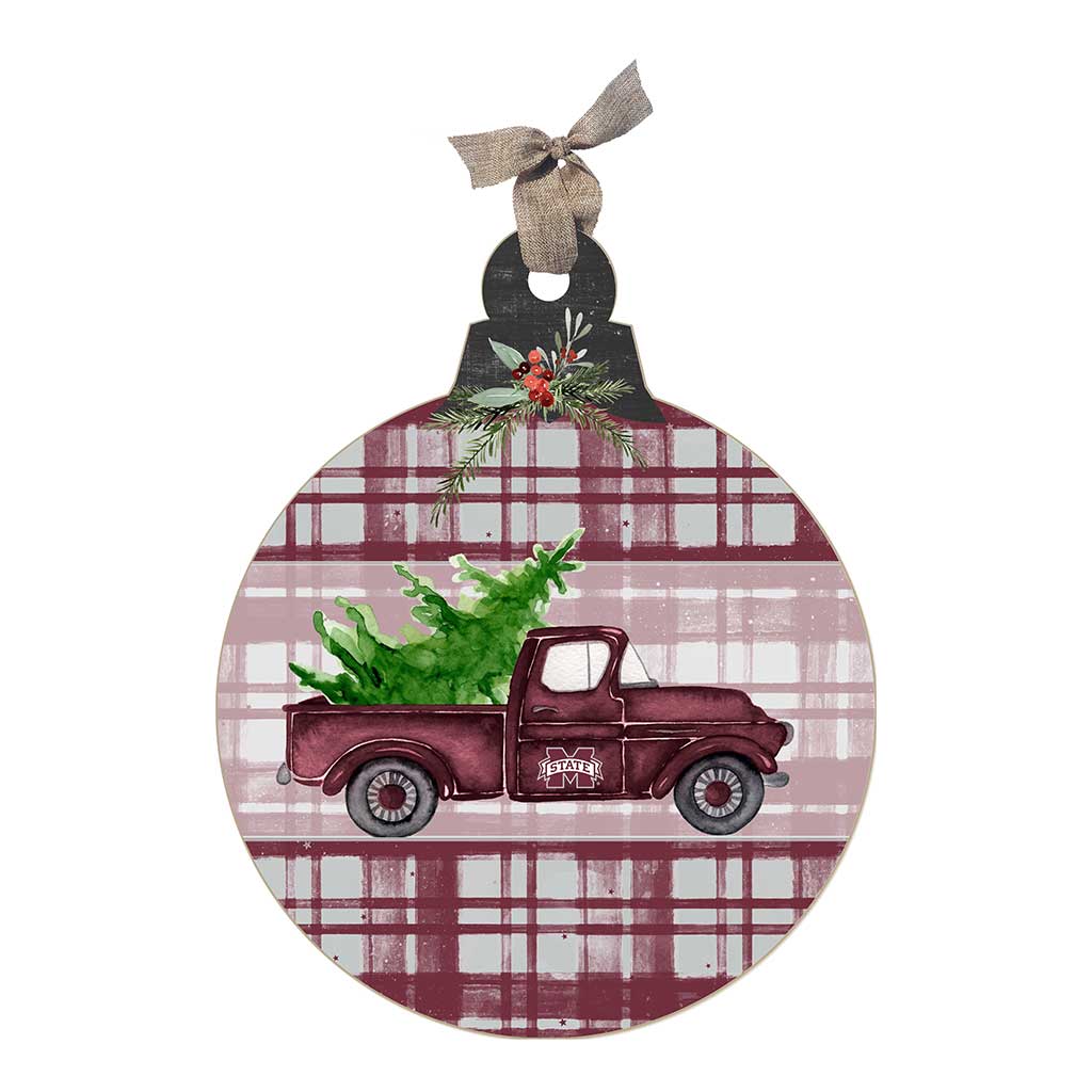 10 Inch Christmas Truck Ornament Sign Mississippi State Bulldogs