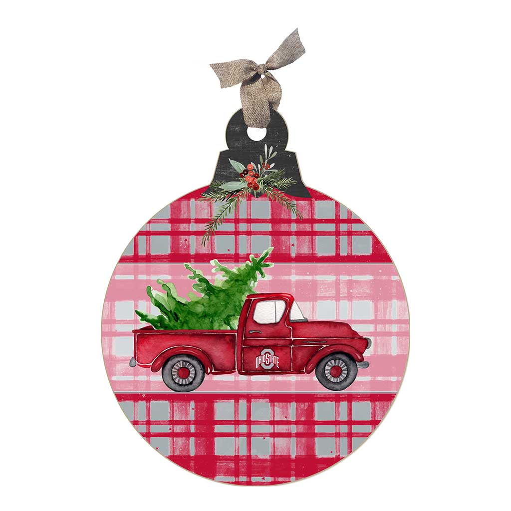 10 Inch Christmas Truck Ornament Sign Ohio State Buckeyes