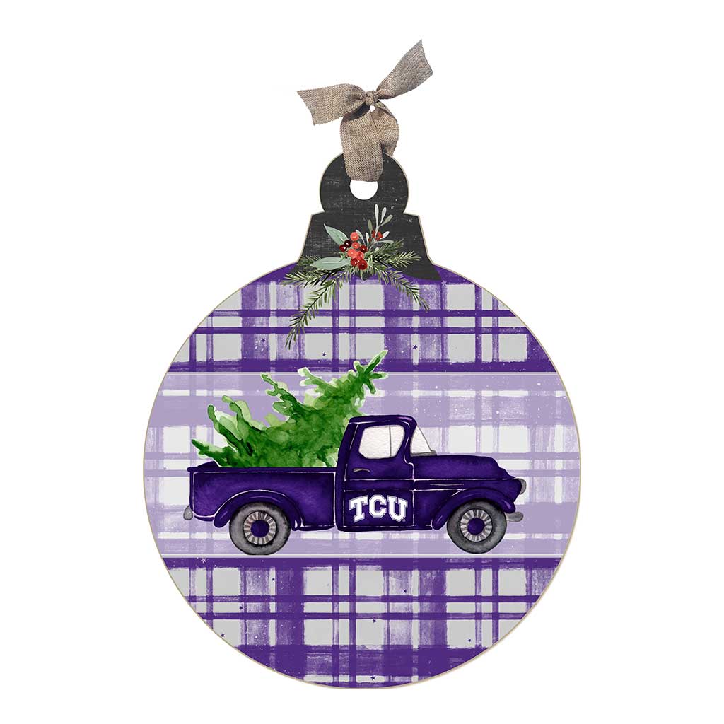 10 Inch Christmas Truck Ornament Sign Texas Christian Horned Frogs