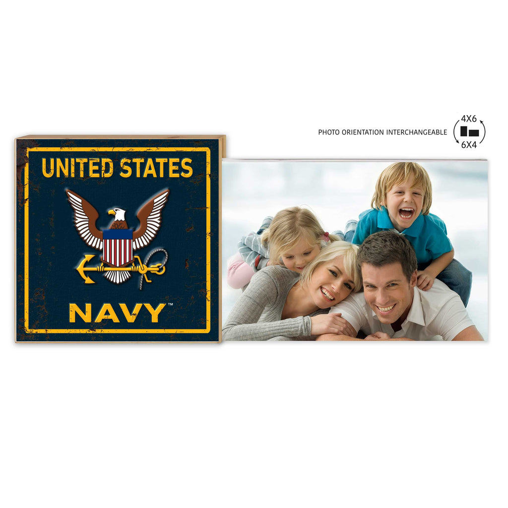 Floating Picture Frame Faux Rusted Military Navy