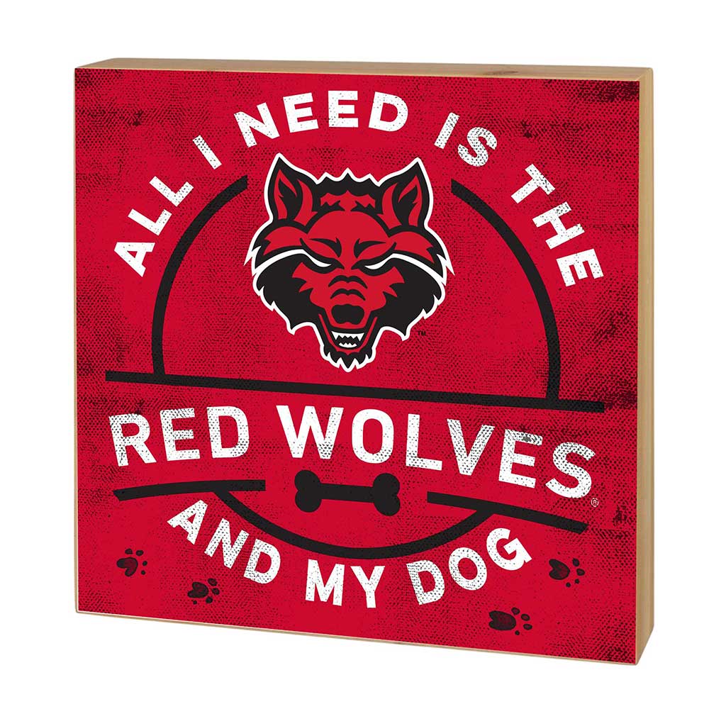 5x5 Block All I Need is Dog and Arkansas State Red Wolves