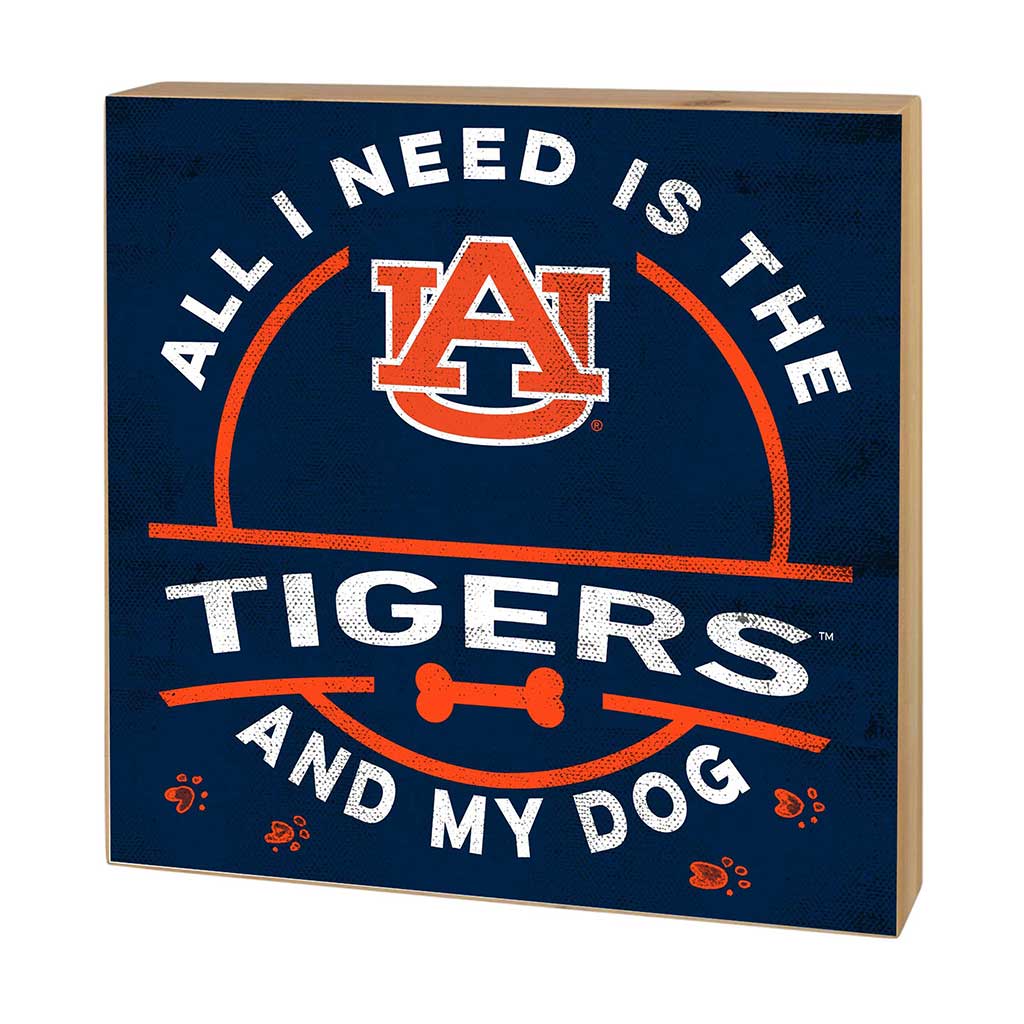 5x5 Block All I Need is Dog and Auburn Tigers