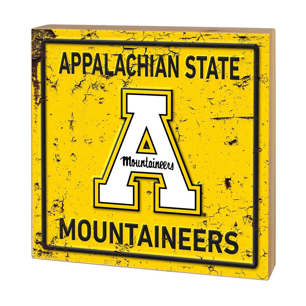 5x5 Block Faux Rusted Tin Appalachian State Mountaineers