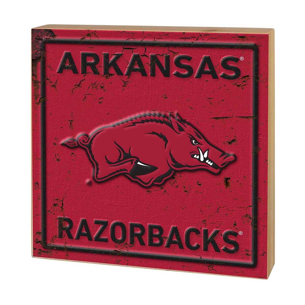 5x5 Block Faux Rusted Tin Arkansas Razorbacks