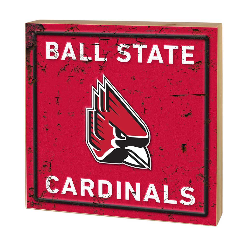 5x5 Block Faux Rusted Tin Ball State Cardinals