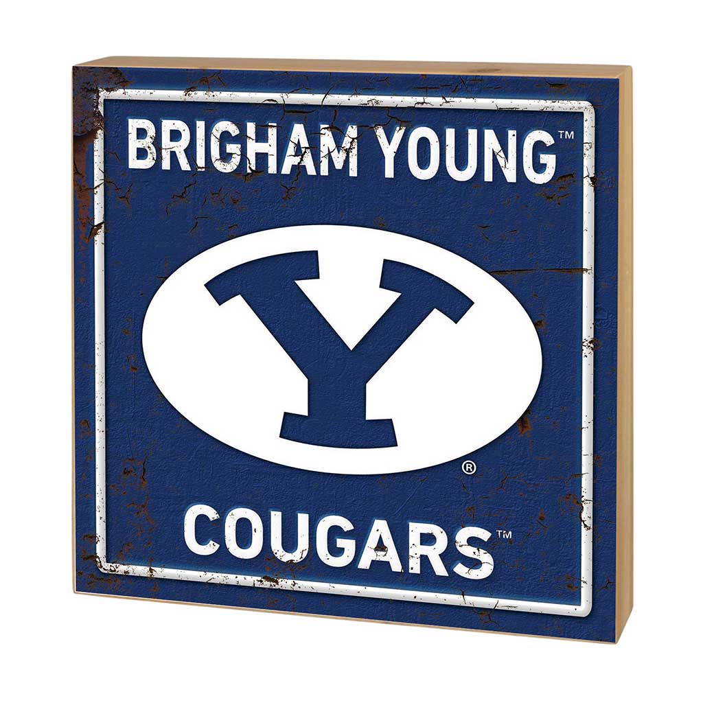 5x5 Block Faux Rusted Tin Brigham Young Cougars