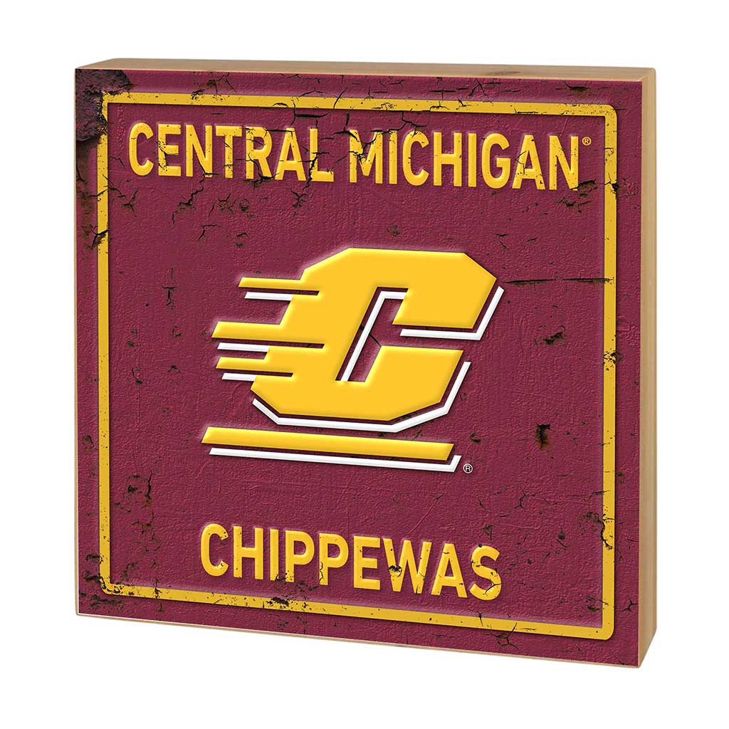 5x5 Block Faux Rusted Tin Central Michigan Chippewas